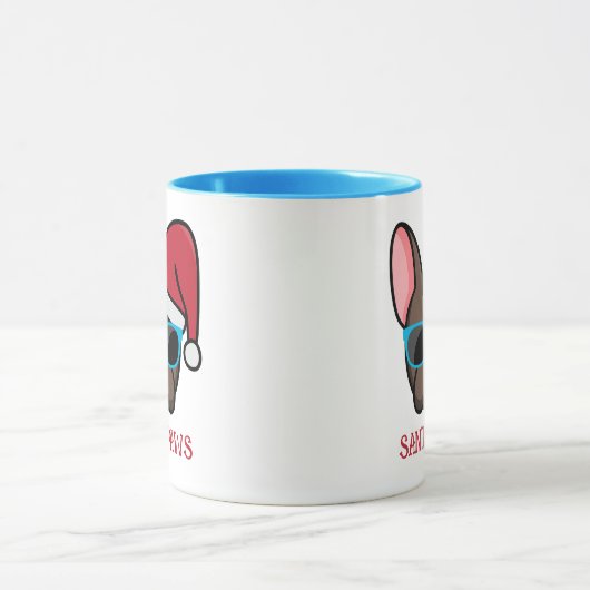 Funny Brown Frenchie Santa Paws Kerstmis Mok (Midden)