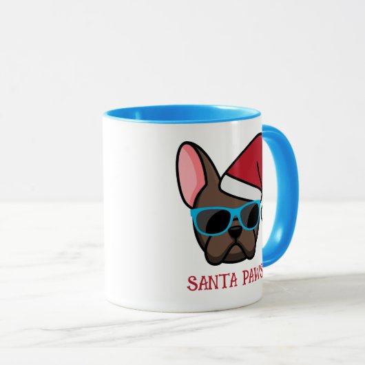 Funny Brown Frenchie Santa Paws Kerstmis Mok (Voorkant rechts)