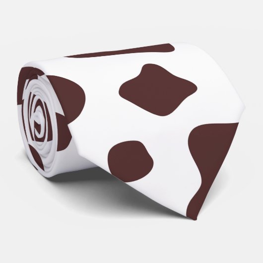 Funny brown koe spots, dierlijk bont print, vee stropdas (Opgerold)