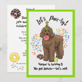 Funny Brown Labradoodle Birthday Party Invitation Kaart (Voorkant / Achterkant)