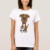 Funny Brown Pit bull Puppy dog Palling soccer T-shirt (Voorkant)