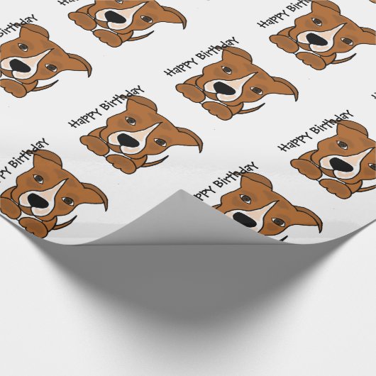 Funny Brown Pitbull Puppy Dog Cadeaupapier (Hoek)