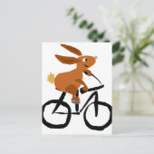 Funny Brown Rabbit Riding Bicycle Briefkaart (Staand voorkant)