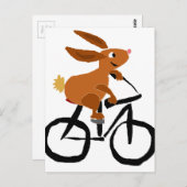 Funny Brown Rabbit Riding Bicycle Briefkaart (Voorkant / Achterkant)