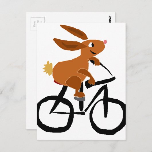 Funny Brown Rabbit Riding Bicycle Briefkaart (Voorkant / Achterkant)