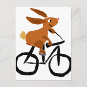 Funny Brown Rabbit Riding Bicycle Briefkaart (Voorkant)