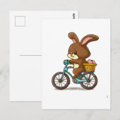 Funny Brown Rabbit Riding Bicycle cartoon Briefkaart (Voorkant / Achterkant)