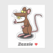 Funny brown rat cartoon afbeelding sticker (Vel)