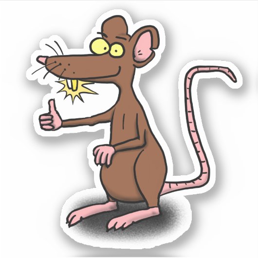 Funny brown rat cartoon afbeelding sticker (Voorkant)