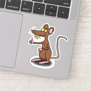 Funny brown rat cartoon afbeelding sticker