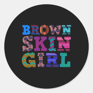 Funny Brown Skin Girl Gift Melanin Queen Juneteent Ronde Sticker