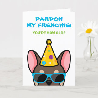 Funny Brown Tan French Bulldog Frenchie Birthday C Kaart