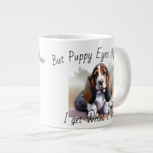 FUNNY Browns White PUPPY Waterverf Specialty Mok (Voorkant rechts)