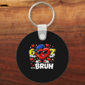 Funny Bruh 67 Six Seven Meme Valentine Heart Dabbi Sleutelhanger (Voorkant)