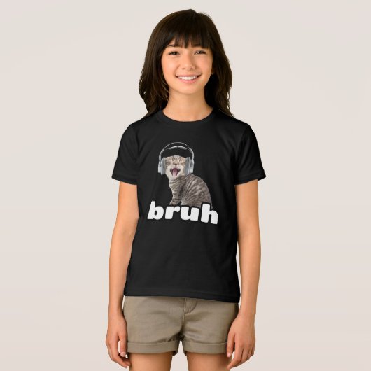 Funny Bruh Cat Tri-Blend Shirt (Voorkant volledig)