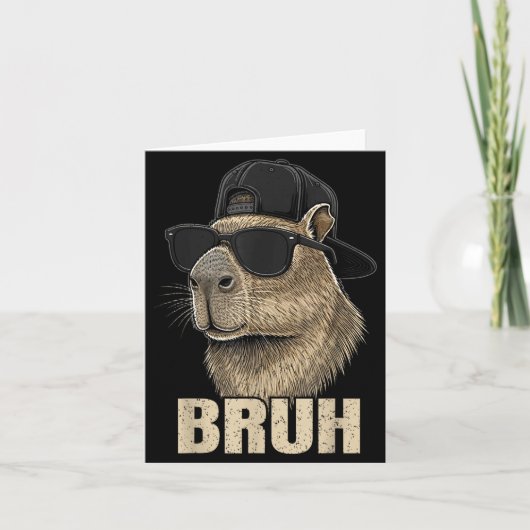 Funny Bruh Meme Capybara Lover Cool Sungles For Me Kaart (Voorkant)
