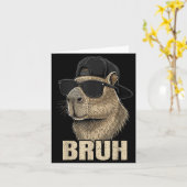 Funny Bruh Meme Capybara Lover Cool Sungles For Me Kaart (Gele Bloem)