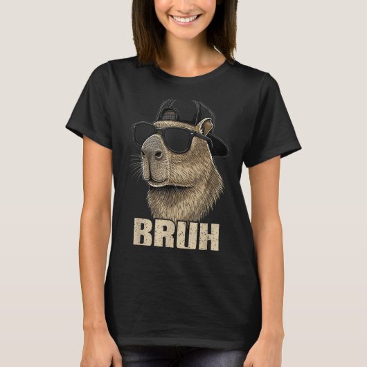 Funny Bruh Meme Capybara Lover Cool Sungles For Me T-shirt (Voorkant)