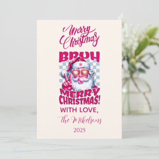 Funny Bruh Merry Christmas Feestdagenkaart (Staand voorkant)