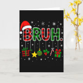 Funny Bruh Red Green Plaid Christmas Pajamas Teens Kaart (Gele Bloem)
