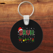 Funny Bruh Red Green Plaid Christmas Pajamas Teens Sleutelhanger (Voorkant)