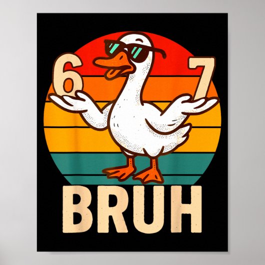 Funny Bruh Retro Duck 6 7 Meme Kids Teen Boys  Poster (Voorkant)