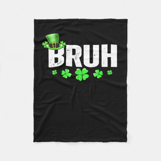 Funny Bruh St Patricks Day Shamrock Leprechaun Pet Fleece Deken (Voorkant)