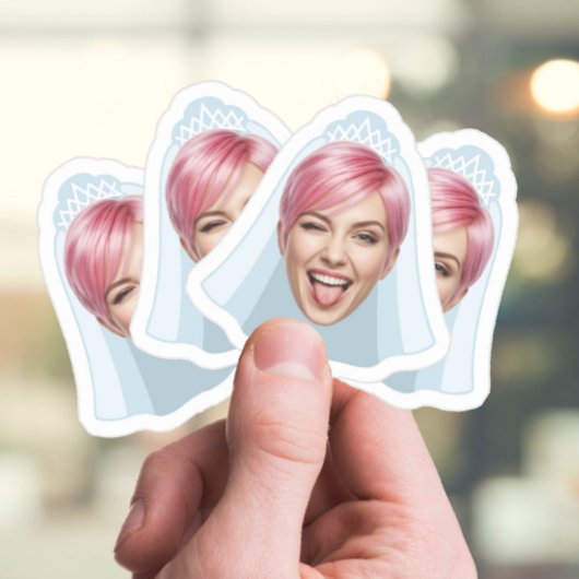 Funny Bruid Face – Aangepaste foto met sluier en t Sticker