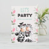 Funny bruiloft Uitnodiging met Koeien (Staand voorkant)