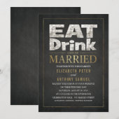 Funny bruiloft Uitnodigingen Eat Drink wordt gehuw (Voorkant / Achterkant)