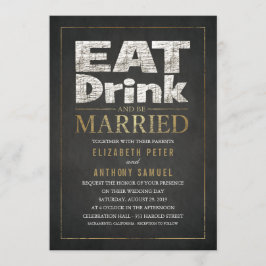 Funny bruiloft Uitnodigingen Eat Drink wordt gehuw