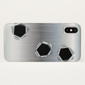 Funny Brushed Metal and Bullet Holes Case-Mate iPhone Case (Achterkant (horizontaal))