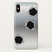 Funny Brushed Metal and Bullet Holes Case-Mate iPhone Case (Achterkant)