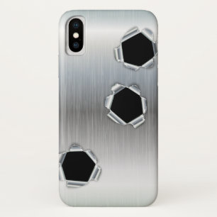 Funny Brushed Metal and Bullet Holes Case-Mate iPhone Case