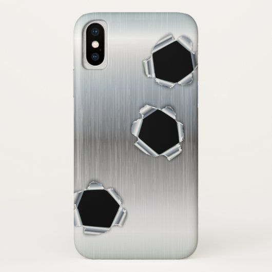 Funny Brushed Metal and Bullet Holes Case-Mate iPhone Case (Achterkant)