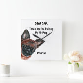 Funny Brussels griffon Dad Waterverf Canine Art Vierkante Klok (Huis)
