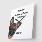 Funny Brussels griffon Dad Waterverf Canine Art Vierkante Klok (Hoek)