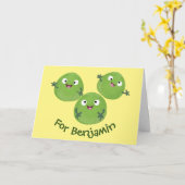 Funny Brussels kiemgroenten cartoon Kaart (Gele Bloem)