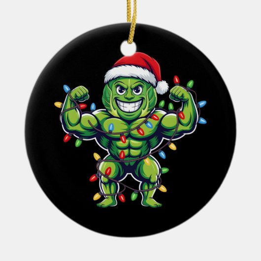 Funny Brussels Sprout Lifting Christmas Gym Lover Keramisch Ornament (Voorkant)