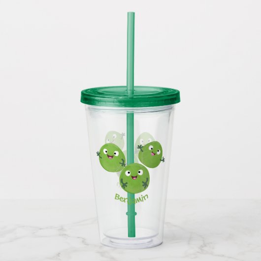 Funny Brussels spruitgroenten cartoon Acryl Drinkbeker (Voorkant)