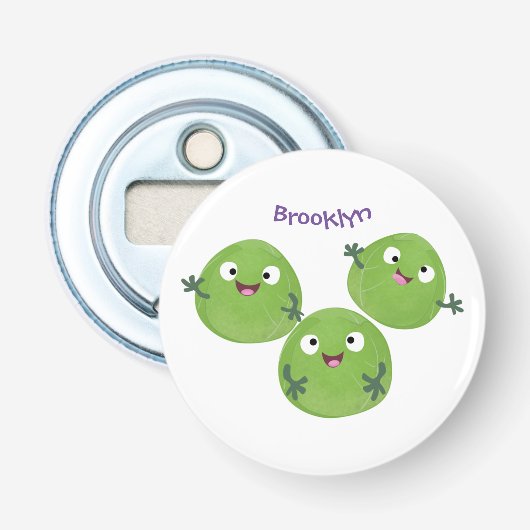Funny Brussels spruitgroenten cartoon Button Flesopener (Voorkant)