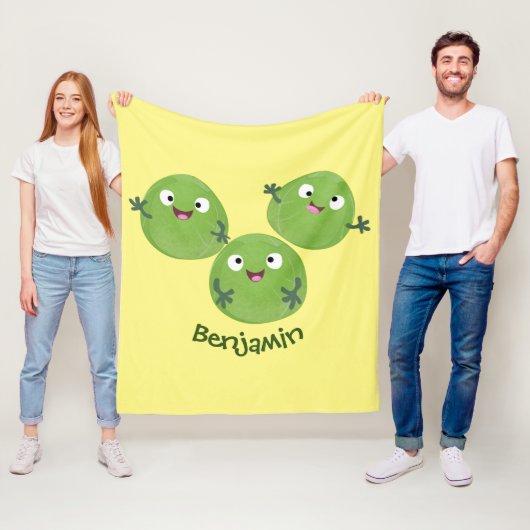 Funny Brussels spruitgroenten cartoon Fleece Deken (In situ)
