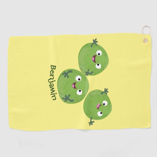 Funny Brussels spruitgroenten cartoon Golfhanddoek (Horizontaal)