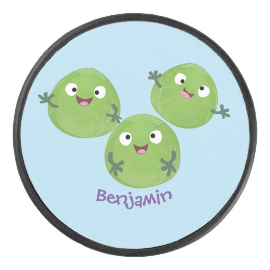 Funny Brussels spruitgroenten cartoon Hockey Puck (Voorkant)