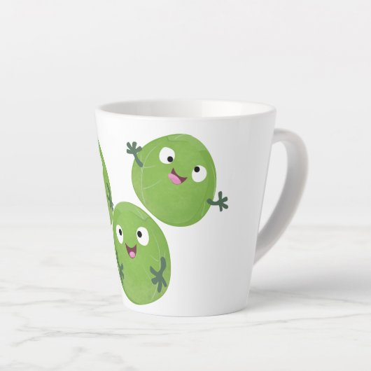 Funny Brussels spruitgroenten cartoon Latte Mok (Rechterhoek)