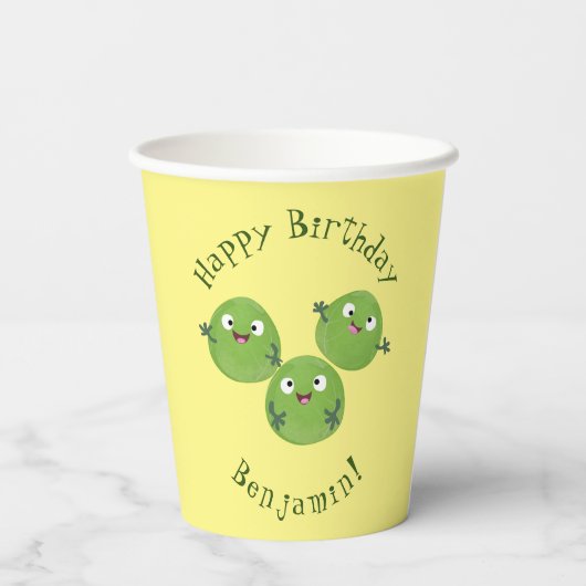 Funny Brussels spruitgroenten cartoon Papieren Bekers (Achterkant)