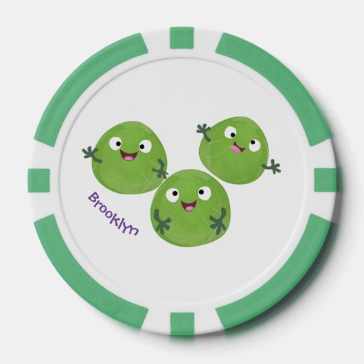 Funny Brussels spruitgroenten cartoon Poker Chips (Voorkant)