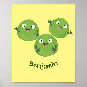 Funny Brussels spruitgroenten cartoon Poster