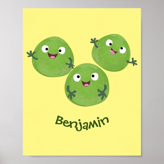 Funny Brussels spruitgroenten cartoon Poster (Voorkant)