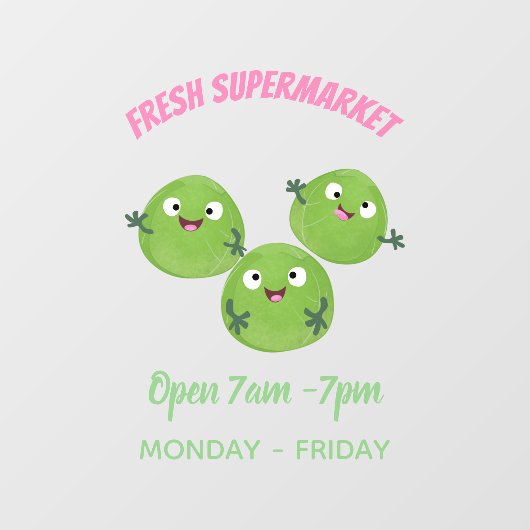 Funny Brussels spruitgroenten cartoon Raamsticker (Vel)